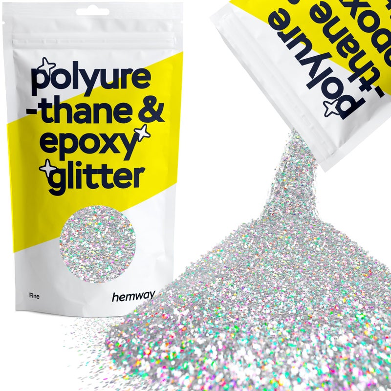Hemway Glitter for Resin 500g Silver Holographic Metallic Crystals for Epoxy Craft Flakes Tumblers Wax Melt - Image 1